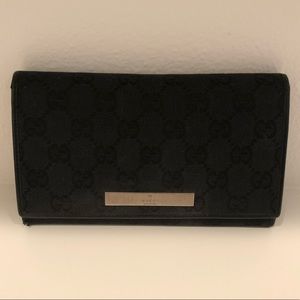 Women Vintage Black GG Canvas Wallet
